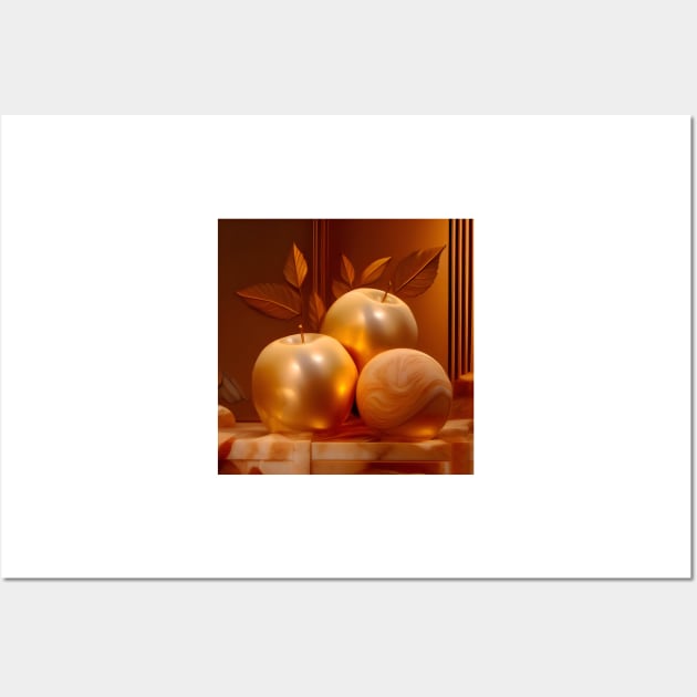 Golden Apples Still Life on Marble Wall Art by DANAROPER